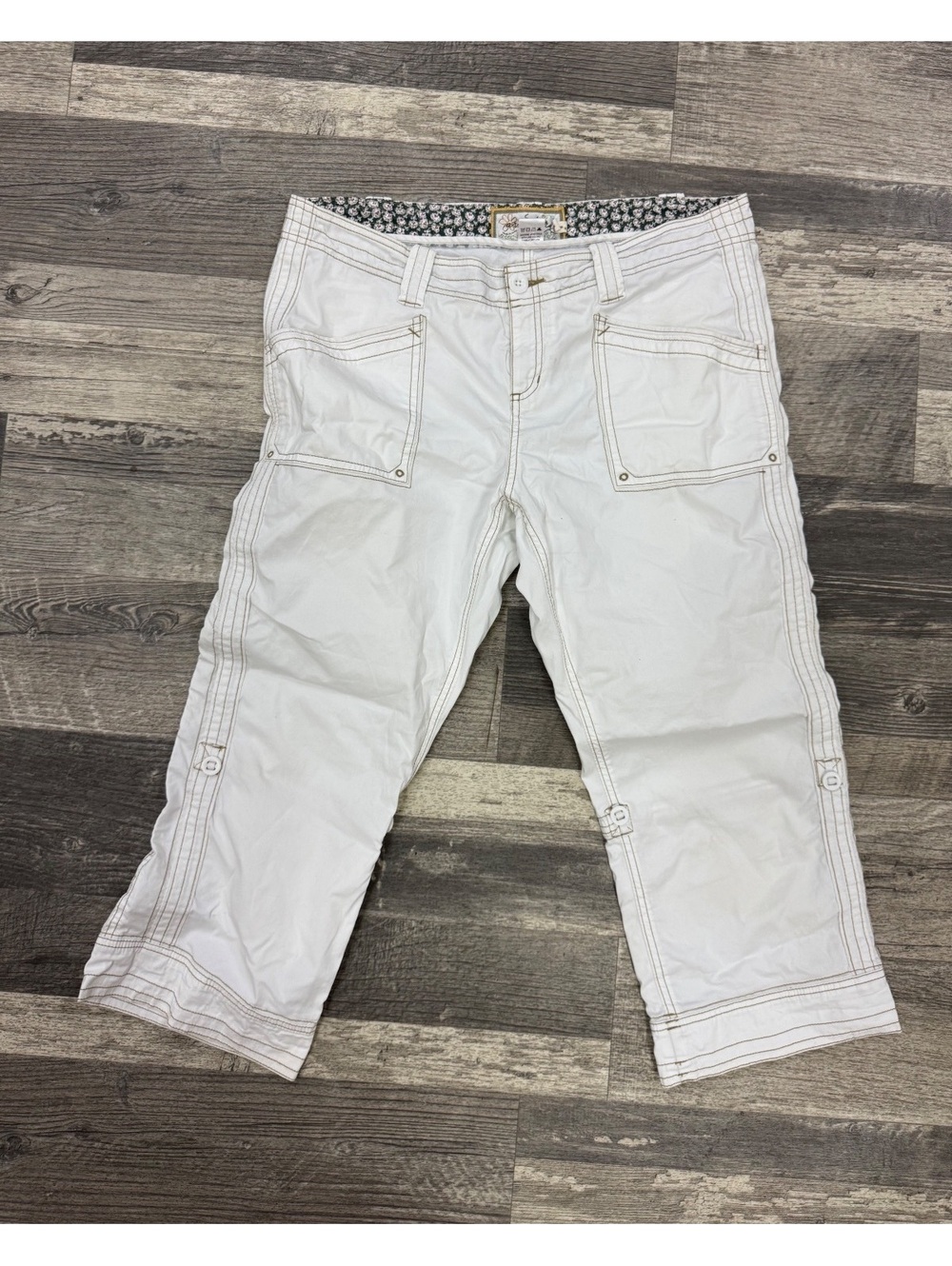 Aventura Women's White Organic Cotton Capri Pants Size 14